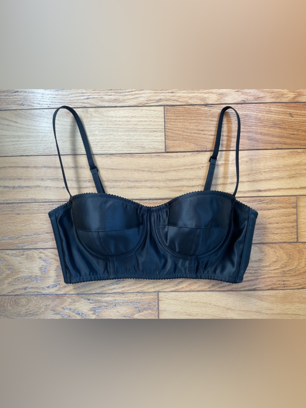 DOLCE&GABBANA 2023 KIM Look 17 Y2K Throwback Black Satin Crop Bustier Bra Top 42
